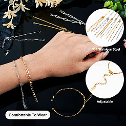 12 шт. 6 стиля браслета-цепочки из нержавеющей стали 304&nbsp;AJEW-TA0001-34