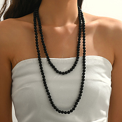 Длинные ожерелья из пластиковых бусин-имитаторов во французском стиле диаметром 8 мм для женщин&nbsp;EA7399-1