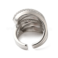 Многослойные латунные микропаве прозрачные кубические цирконии открытые кольца-манжеты для женщин RJEW-A046-16P