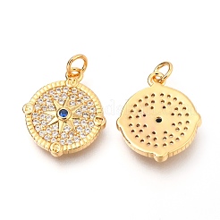 Кулоны из латуни с прозрачным микропаве и кубическим цирконием королевского синего цвета&nbsp;ZIRC-O036-15G