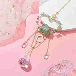 Натуральные зеленые бусины из авантюрина с латунными подвесками и украшениями&nbsp;HJEW-JM01815-02