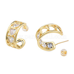 Серьги-кольца с кубическим цирконием в форме сердца EJEW-N011-65