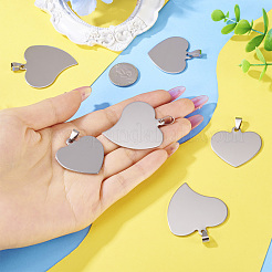 12 шт. 2 стиля 201 нержавеющая сталь сердце штамповка пустые бирки подвески&nbsp;STAS-TA0002-94