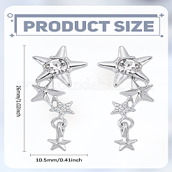 1 пара висячих серег-гвоздиков со звездным сплавом и кристаллами из горного хрусталя для женщин&nbsp;EJEW-LP0003-79