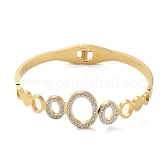 Браслеты на петлях из нержавеющей стали 304 с микропаве из прозрачного кубического циркония с полостью овальной формы для женщин&nbsp;LS-BJEW-E099-02G