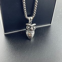 Винтажное панк-ожерелье с подвеской в виде совы из нержавеющей стали 304&nbsp;AR8144