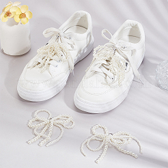 Пластиковые подвески для обуви с бантом и имитацией жемчуга&nbsp;AJEW-WH0348-542B-01