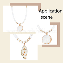 2 шт. 2 стиля ожерелий с подвесками из натуральных ракушек и цепочками из дисковых бусин для женщин&nbsp;NJEW-AN0001-75