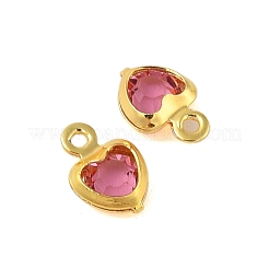 Латунные стеклянные подвески с покрытием в форме сердца&nbsp;X-KK-S385-01G-03