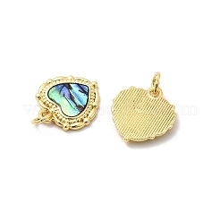 Подвески в форме сердца из эпоксидной смолы и натуральной ракушки пауа&nbsp;KK-K384-19A-G