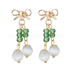 Кошачий глаз свисает с серьгами&nbsp;EJEW-JE06495-02