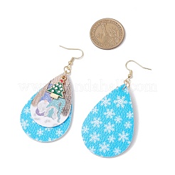 4 пара сережек-капель из искусственной кожи с рождественской тематикой&nbsp;EJEW-JE06549