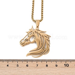Ожерелья с подвеской в виде головы лошади из нержавеющей стали 201 для мужчин и женщин&nbsp;LS-NJEW-K283-14G
