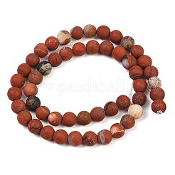 Нити бусин из натуральной матовой красной яшмы&nbsp;G-C270-M01-8mm