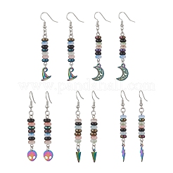 5 пара стеклянных сережек-подвесок&nbsp;EJEW-JE06644