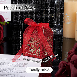 10 шт. вырезанных лазером из бумаги коробок для конфет в форме сердца и цветов&nbsp;CON-TA0001-10D