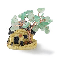 Смола и натуральный зеленый авантюрин модельный орнамент&nbsp;DJEW-Z001-01D