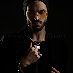 1 шт. 304 нержавеющая сталь Фигаро цепочка ожерелье с подвеской в виде цифры&nbsp;NJEW-BBC0001-28B-P