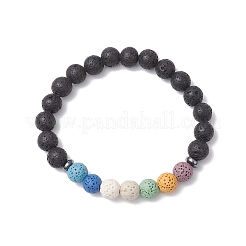 Браслеты из круглых бусин из натуральной лавы для мужчин и женщин&nbsp;BJEW-JB11748