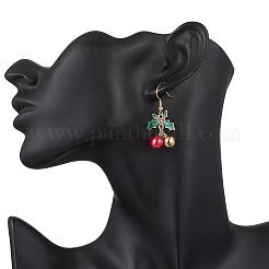 Серьги-подвески из окрашенного в технике запекания стекла с жемчужинами&nbsp;EJEW-TA00665