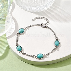 Браслет из сплава смолы и звеньевой цепи с панцирными цепями из нержавеющей стали 304&nbsp;BJEW-JB09514-01