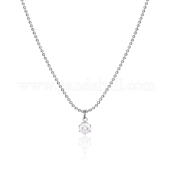 Простые круглые подвески из нержавеющей стали с прозрачными кубическими цирконами для ежедневного ношения женщинами&nbsp;TJ1093-1