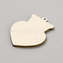 Большие подвески из дерева с одним лицом и принтом в форме сердца&nbsp;WOOD-CJC0011-07B