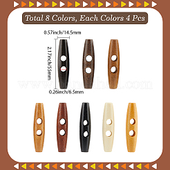 32 шт. 8-х цветные деревянные пуговицы с 2 отверстиями&nbsp;DIY-GF0011-42B