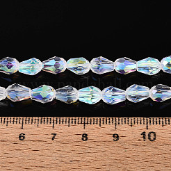 Прозрачные стеклянные бусины гальваническим пряди&nbsp;EGLA-N023-6x8mm-A01