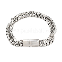 201 многорядный браслет из нержавеющей стали&nbsp;LS-BJEW-H633-02P