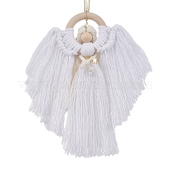 3 шт. 3-х цветный ангел из дерева и хлопковых нитей подвеска украшение&nbsp;HJEW-JM02406