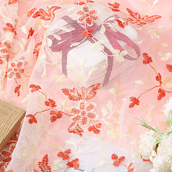 Кружевная ткань с цветочным узором и вышивкой из полиэстера&nbsp;DIY-WH0888-199B