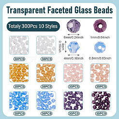 300шт 10 стиля прозрачные стеклянные бусины&nbsp;EGLA-TA0013-20