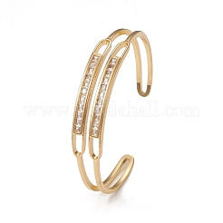 Браслеты-манжеты из латуни с кубическим цирконием для женщин&nbsp;BJEW-E071-29G