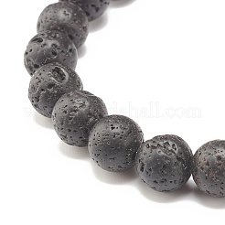 Эластичный браслет из натуральной лавы&nbsp;BJEW-JB07712