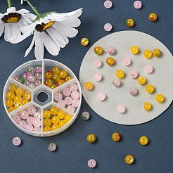 90шт 6 стильные окрашенные стеклянные бусины&nbsp;GGLA-YW0001-10