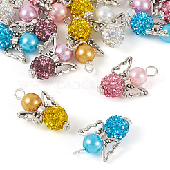 20 шт. подвески из полимерной глины 5 цветов и стеклянных стразов&nbsp;FIND-TA0004-83