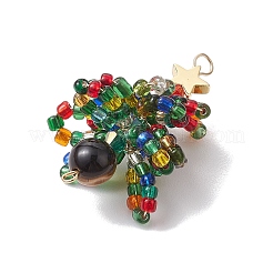 Подвески-коннекторы из натурального тигрового глаза и стеклянных семян&nbsp;PALLOY-MZ00225