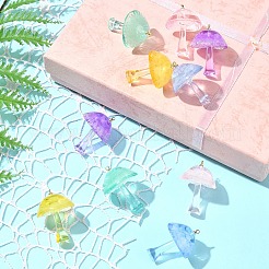 10 шт. двухцветные светящиеся подвески-грибы из эпоксидной смолы&nbsp;RESI-FS0001-99