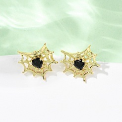 Латунные микро проложить серьги стержня кубического циркония&nbsp;EJEW-Z156-02G-02