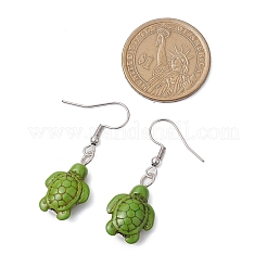 Серьги-подвески из синтетического говлита и бирюзы&nbsp;EJEW-JE06166