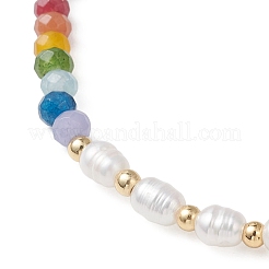 Браслеты из натуральных бусин из искусственного пресноводного жемчуга чакра и окрашенного натурального малайзийского нефрита для женщин&nbsp;BJEW-JB13134