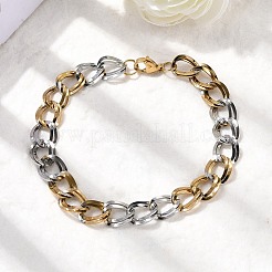 Браслеты из кубинской цепочки из нержавеющей стали 304 для женщин&nbsp;LS-BJEW-D377-01C