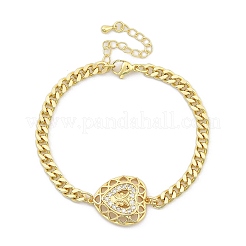 Латунные браслеты с микропаве из чистого кубического циркония&nbsp;BJEW-Z082-03G-03