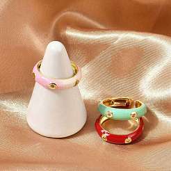 Кольца-манжеты из латуни с микропаве из прозрачного кубического циркония и эмалью для женщин&nbsp;RJEW-L113-020G