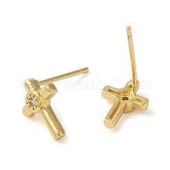 Латунные серьги-гвоздики с крестообразным покрытием&nbsp;EJEW-M235-02G
