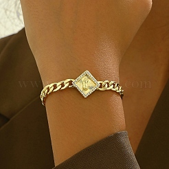 Браслеты с латунными звеньями из микропаве из прозрачных кубических цирконий на тему «девственная свадьба»&nbsp;SO7559-2