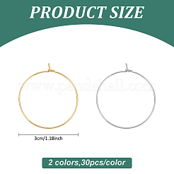 60 шт. двухцветная долговечная фурнитура для сережек-колец из латуни с покрытием&nbsp;KK-AN0001-01