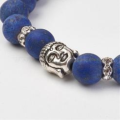 Натуральный лазурит (окрашенный и нагретый) бусины эластичные браслеты&nbsp;BJEW-JB02812-01