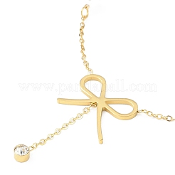 Ионное покрытие(ip) 304 нержавеющая сталь бант браслеты с подвесками для женщин&nbsp;BJEW-K254-15G